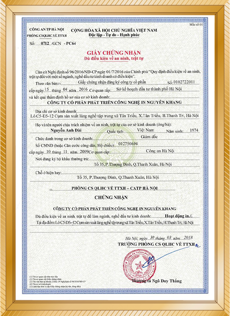 Công Ty Cổ Phần Phát Triển Công Nghệ In Nguyên Khang